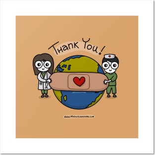 Thank you Carers, Healthcare Workers, Heroes, Gratitude (Brown) - mydoodlesateme Posters and Art